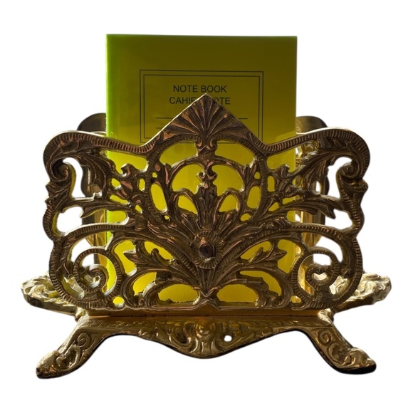Vintage Brass footed ornate napkin/letter holder, desk organizer - Picture 15 of 16